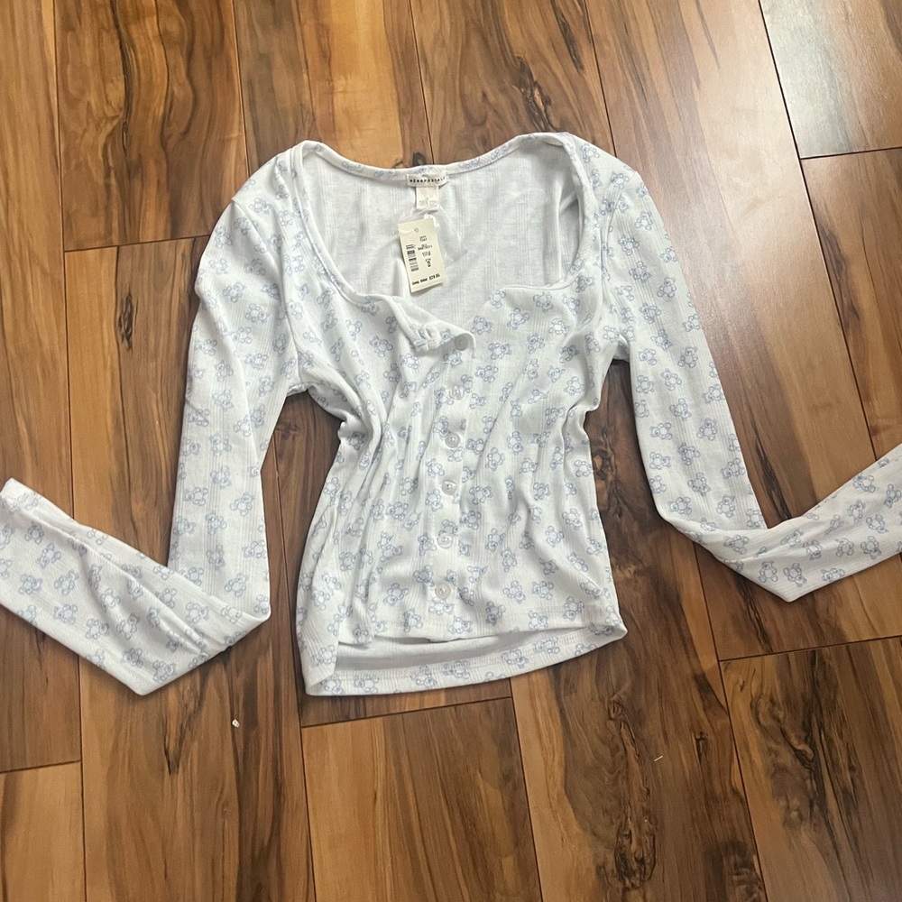 Bear print pajama shirt